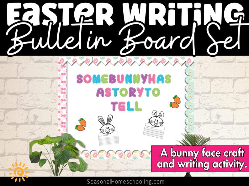 Easter Bulletin Board & Writing Craft – Bunny Character Activity for ...