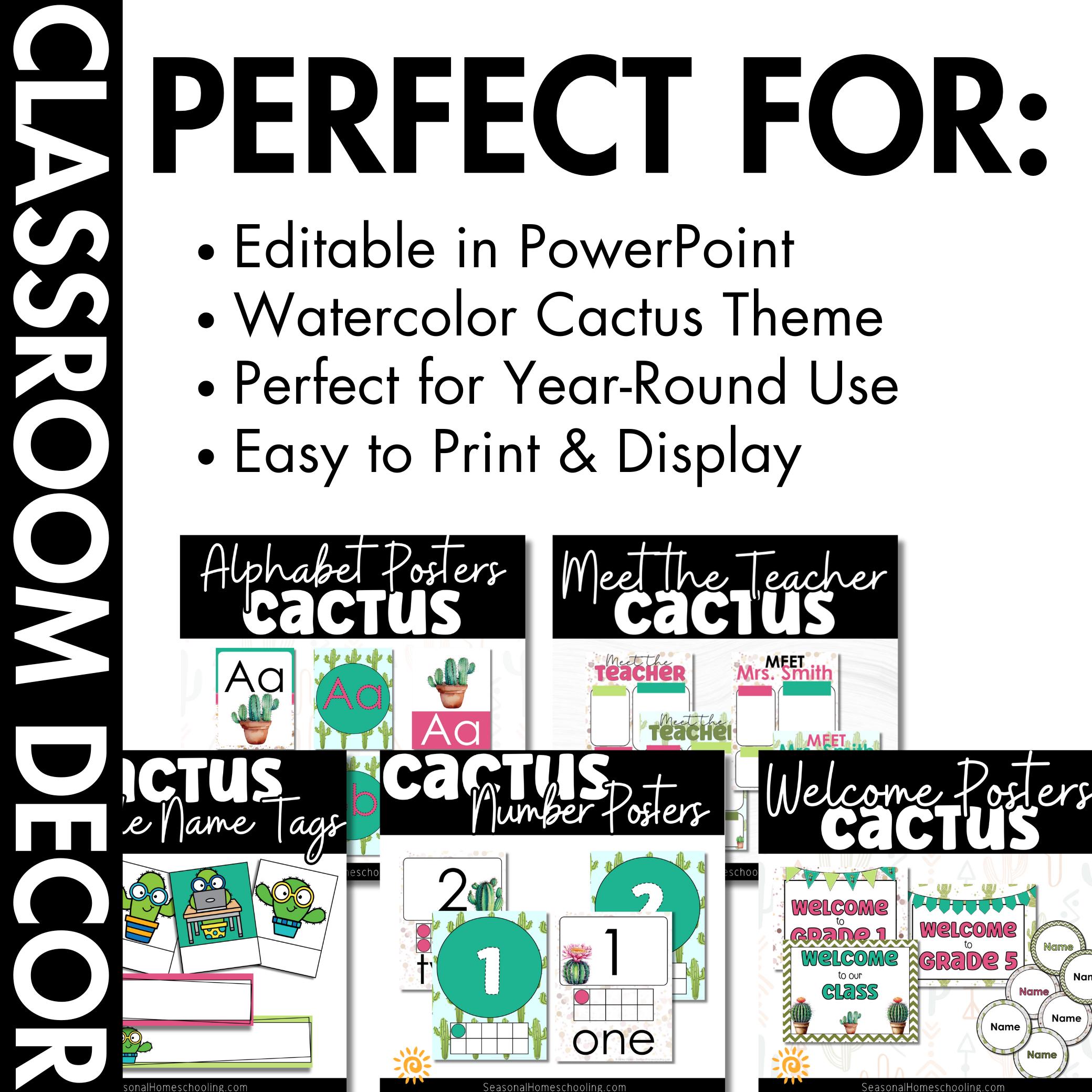 Watercolor Cactus Classroom Decor Bundle: Boho Teacher Set - Etsy