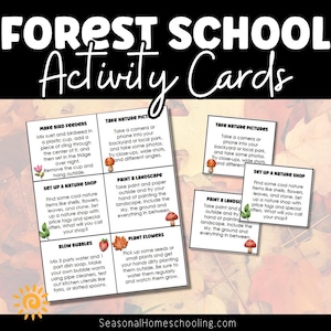 Forest School Activity Cards - Outdoor Learning Printables for Kids, Nature-Inspired Homeschool Activities