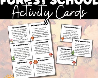 Forest School Activity Cards - Outdoor Learning Printables for Kids, Nature-Inspired Homeschool Activities