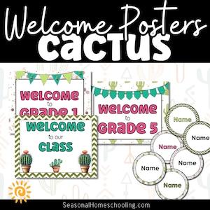 Cactus Classroom Welcome Signs | Editable Back to School Door Decor | Printable Bulletin Board Signs