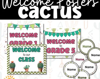 Cactus Classroom Welcome Signs | Editable Back to School Door Decor | Printable Bulletin Board Signs