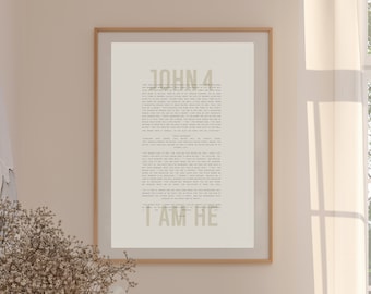 John 4, Woman at the Well, Neutral Home Wall Art, Printable Wall Art, Scripture Art, Bible Verse, Faith Based, Digital Download