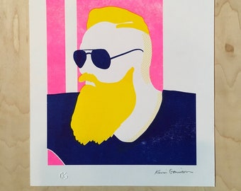 Beard - Yellow  - Risograph Print