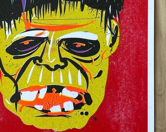 Halloween Monster Frankenstein - Risograph Print