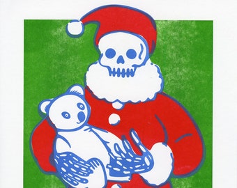 Christmas Skeleton with Teddy Bear