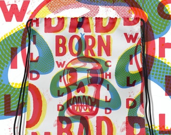 Drawstring Bag - Born Bad Wild Child Tote Bag