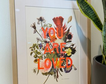 Valentine's Day Gift You Are Loved - A3 Risograph Print