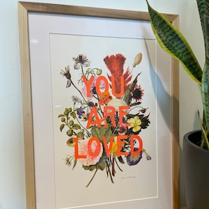 Valentine's Day Gift You Are Loved A3 Risograph Print image 1