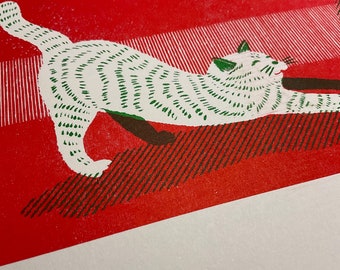 Christmas Cat Joy, Peace, Hope, Love - A3 Risograph Print