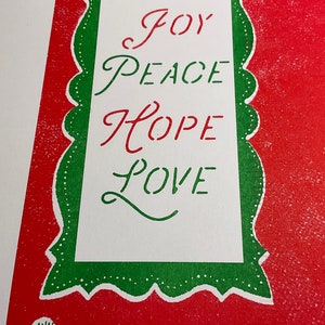 Christmas Cat Joy, Peace, Hope, Love A3 Risograph Print image 5