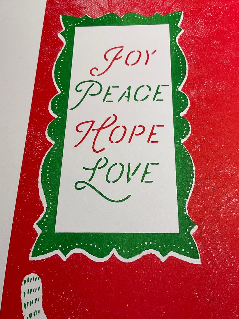 Christmas Cat Joy, Peace, Hope, Love A3 Risograph Print image 5