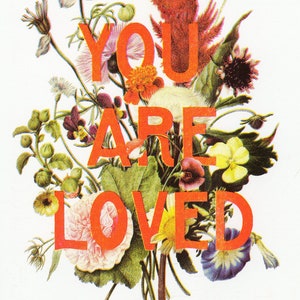 Valentine Gift for Her You Are Loved A3 Risograph Print image 2