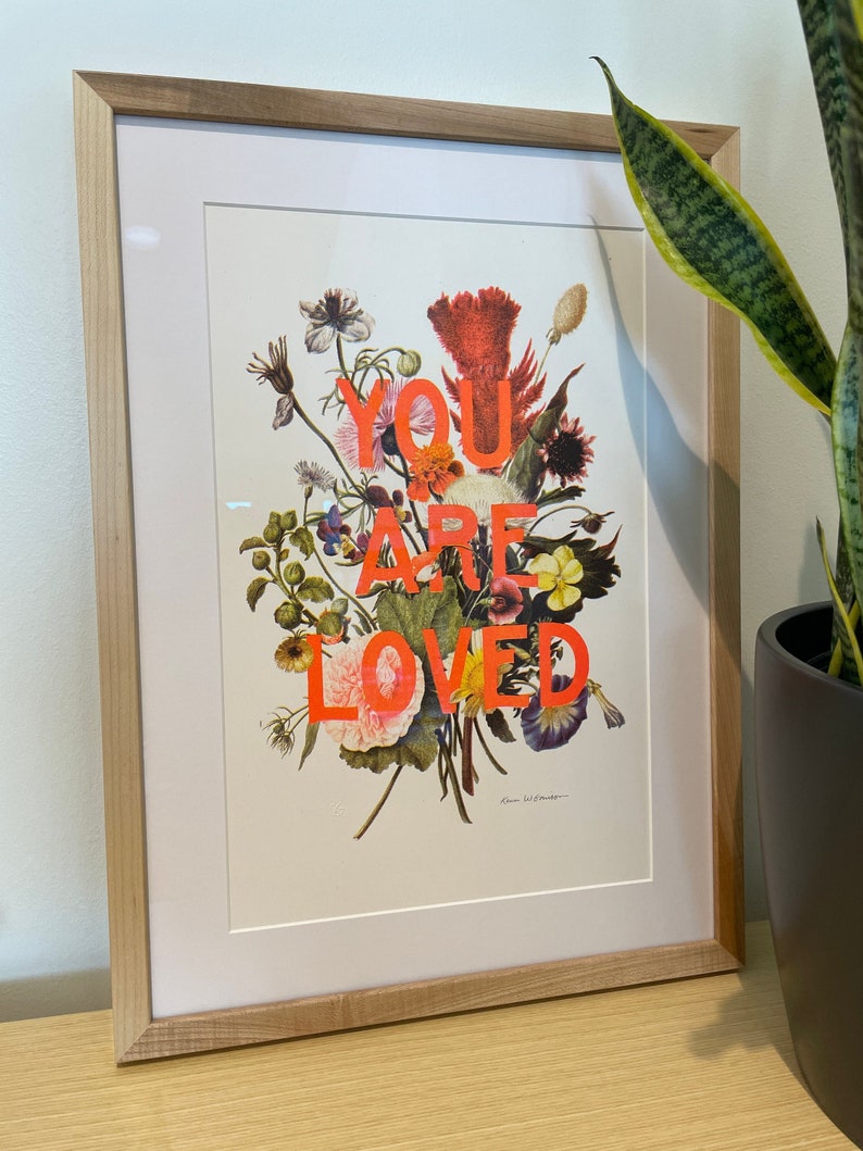 Valentine's Day Gift You Are Loved A3 Risograph Print image 1