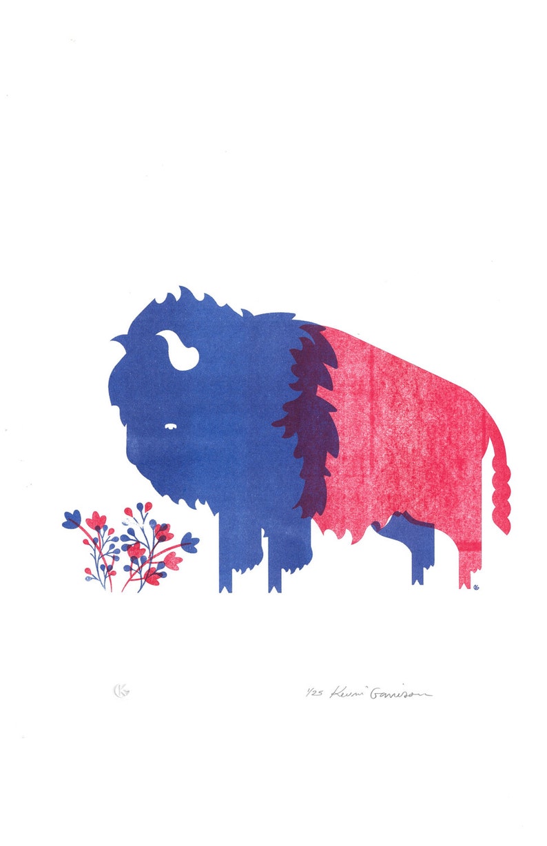 Fine Art American Bison A3 Risograph Print image 3