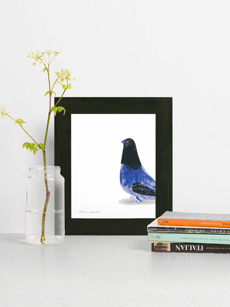 Fine Art Blue Bird Two A3 Risograph Print 8x10 image 1