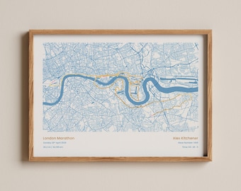 Personalised London Marathon 2026 Route Screen Print | Cream & Gold Leaf