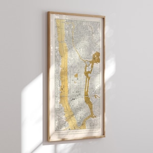 New York Vintage Karte Siebdruck | Limitierte Auflage | Blattgold | Stadt Karte | Einzigartiger Druck | Neues Zuhause