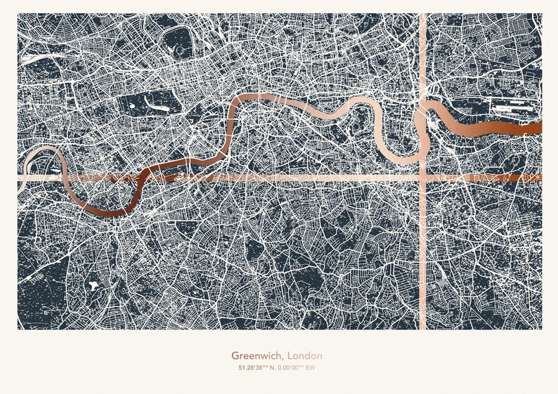 Custom London Coordinates Map Dark Background Etsy