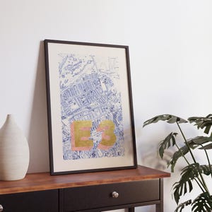 Gold Foil London Postcode Map Art Print: Custom City Artwork