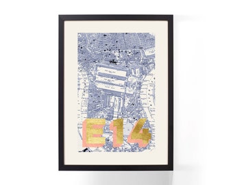 London Postcode Maps | Gold Foil | Typography Print| Unique Wall Art | New Home