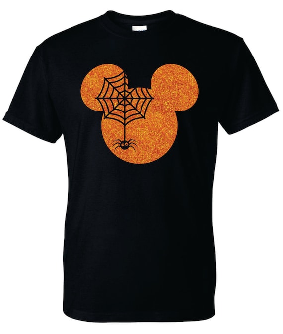 Disney Glitter Mickey Head Halloween spider t-shirt