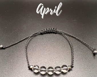 April Birthstone Bracelet, Clear Quartz Bracelet, Quartz Jewelry, Make a wish bracelet, Gift for Mom, Grandma Gift jewelry, birthday gift