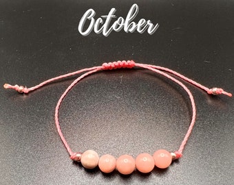 October birthstone Bracelet, Pink Opal Bracelet, Pink Opal Jewelry, Make a wish bracelet, Gift for Mom, Grandma Gift jewelry, birthday gift