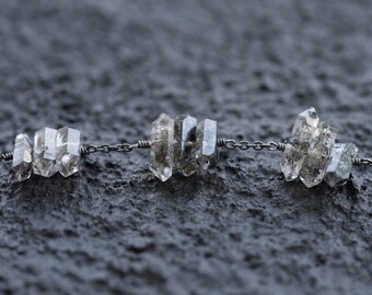 Herkimer Diamond Chain Bracelet / Oxidized Crystal Bracelet