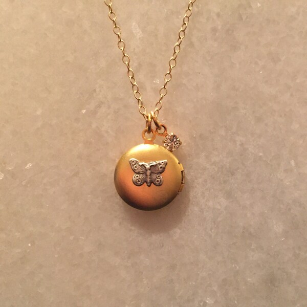 Gold Butterfly Childrens Locket