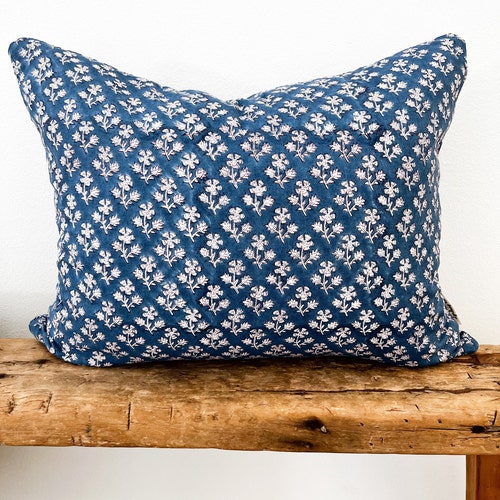 16x26 22x22 Pink Hand Block Print Floral Pillow Botanical Etsy