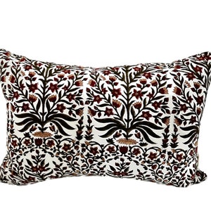 Rust and Green Floral Block print pillow