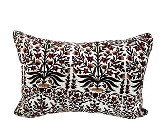 Rust and Green Floral Block print pillow