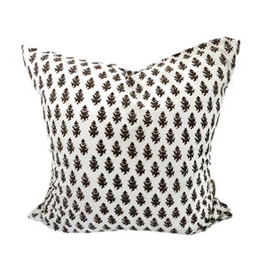 Brown Floral Block print pillow 20&quot;