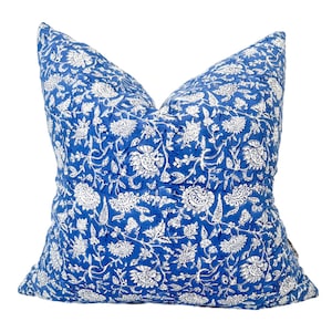 Hoxton Blue Floral Block print pillow