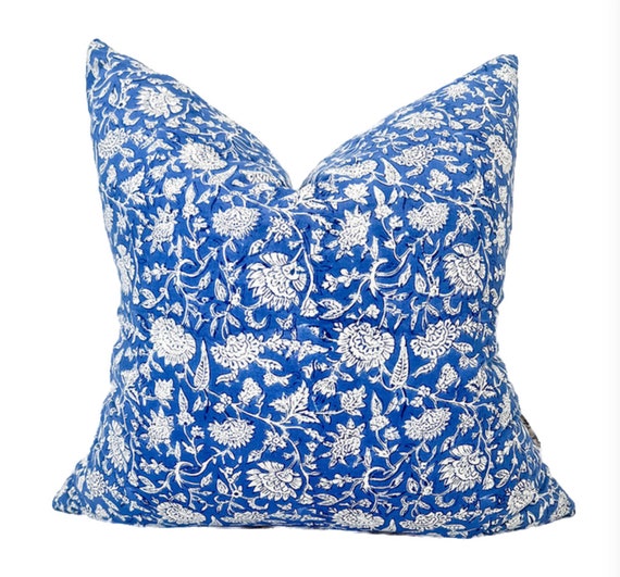 Hoxton Blue Floral Block print pillow