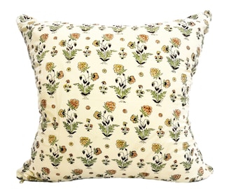 Eli Creamy yellow floral print pillow