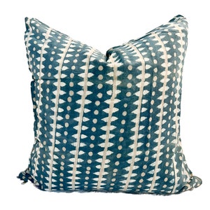 Blue Block Print Pillow