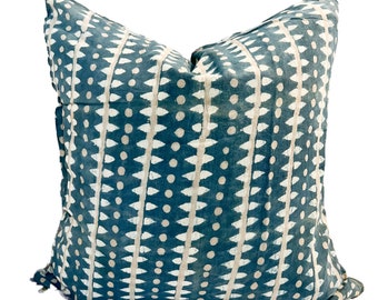 Blue Block Print Pillow