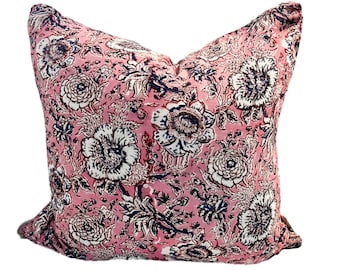 Pink Floral Block Print Pillow