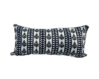 Blue block print pillow