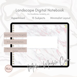 Digital Notebook | 15 Subject Goodnotes Notebook, iPad Note taking Journal, Hyperlinked Digital Journal, Notability Notebook