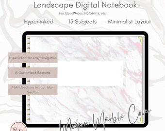 Cuaderno digital / Cuaderno Goodnotes de 15 temas, Diario de apuntes para iPad, Diario digital con hipervínculos, Cuaderno Notability