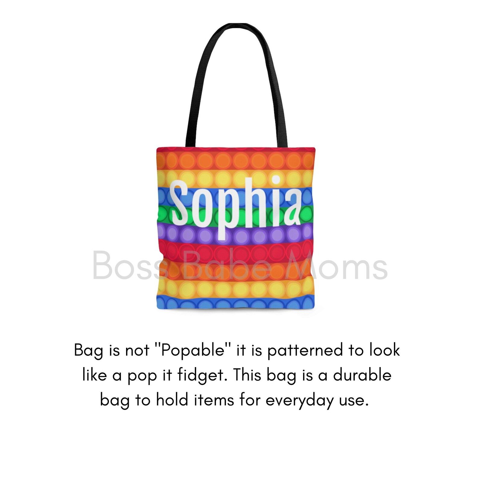 Rainbow Pop It Fidget Bag, Kids Personalized Bag, Dance Bag, Pop Fidget
