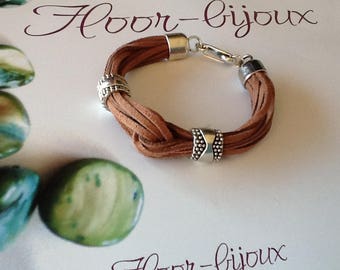 Bracelet men and women's suede Brown clasp synthetic suede cuffs