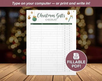 Christmas Gift Checklist PDF – Fillable or Printable Template