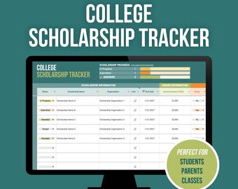College Scholarship Tracker | Google Sheets Scholarship Organizer | Auto-Updating Dashboard | Digital Download