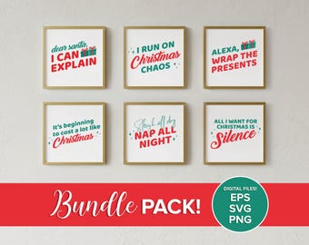 Funny Christmas Sayings SVG Bundle – 6 Funny Holiday Designs