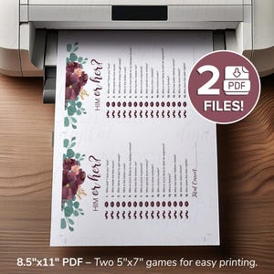 Bridal Shower Games Printable – Bride IQ & Him or Her, Vintage Bouquet (PDF Download) image 10