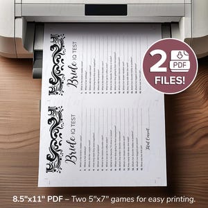 Juego imprimible para despedida de soltera: Test de coeficiente intelectual para la novia, diseño damasco (descarga en PDF) imagen 4